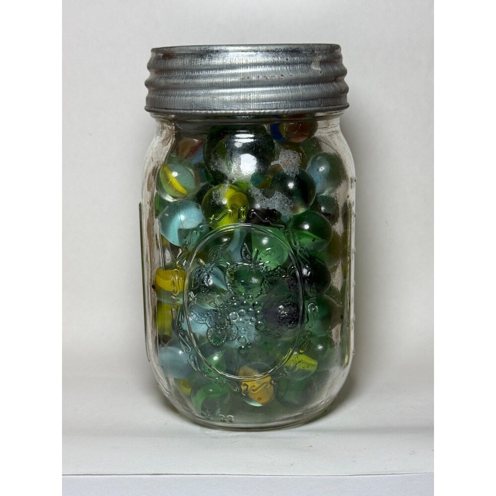 Ball Mason Pint Canning Vintage Jar and Glass Marbles #3